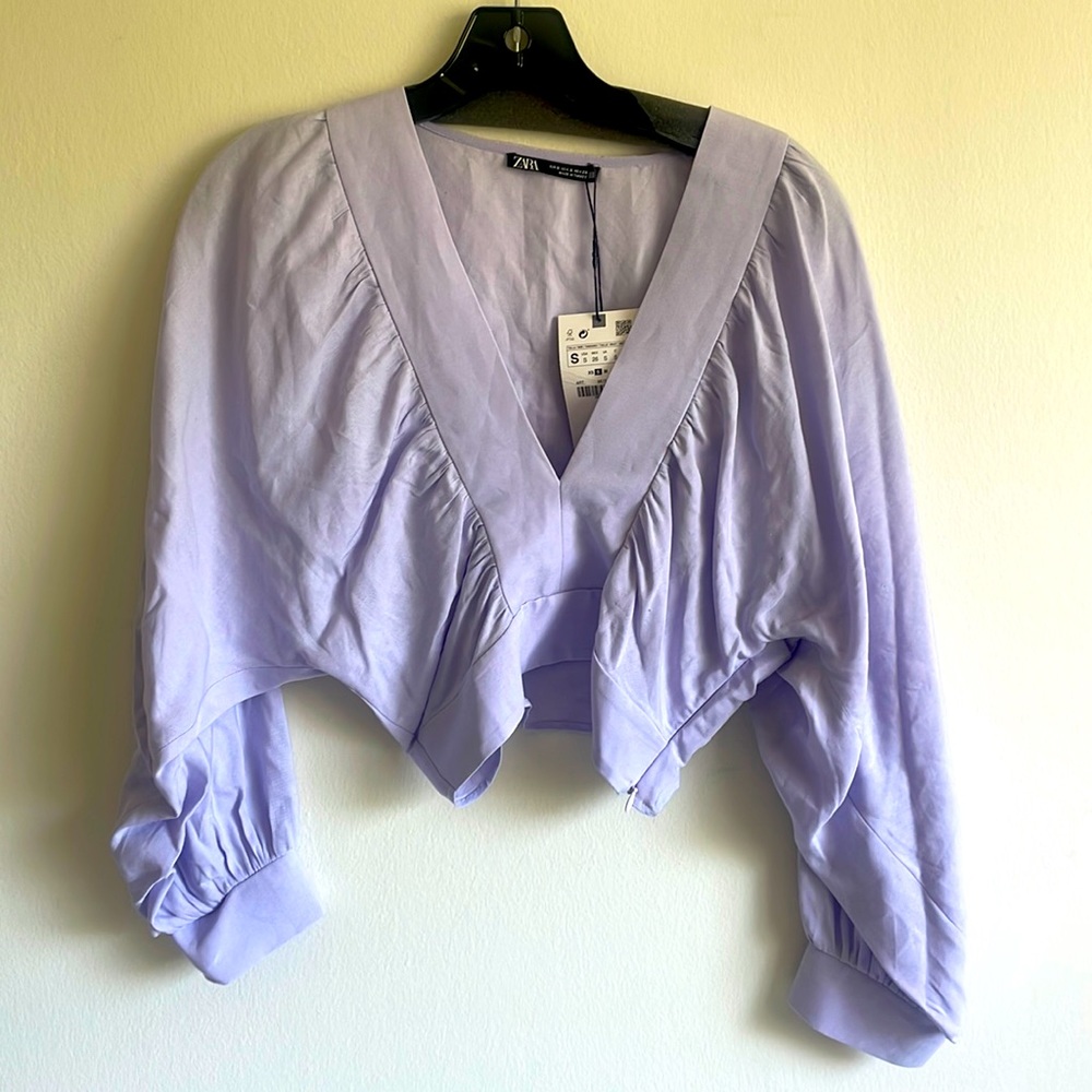 Zara lilac crop too long sleeve